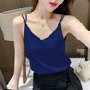 Women Satin Double Spaghetti Strap Cami Top V‑Neck Loose Plus Size Sleeveless Tank Top Silky Acetate Inner Camisole M‑4XL