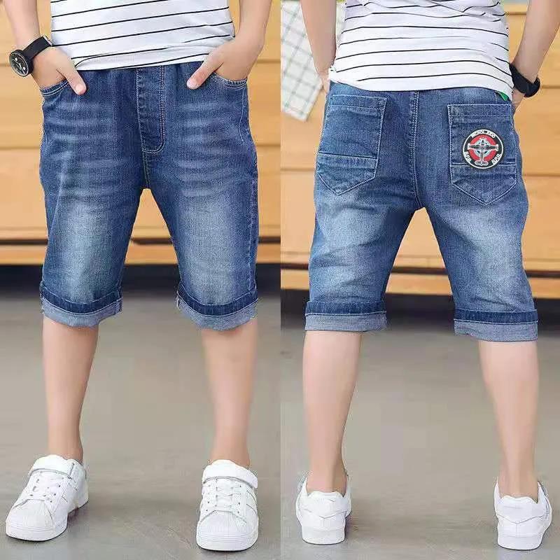 Pantaloni scurți din denim pentru copii Pantaloni în cinci puncte de vară Mici, medii și mari Pantaloni din denim pentru copii, pantaloni tăiați casual, subțiri