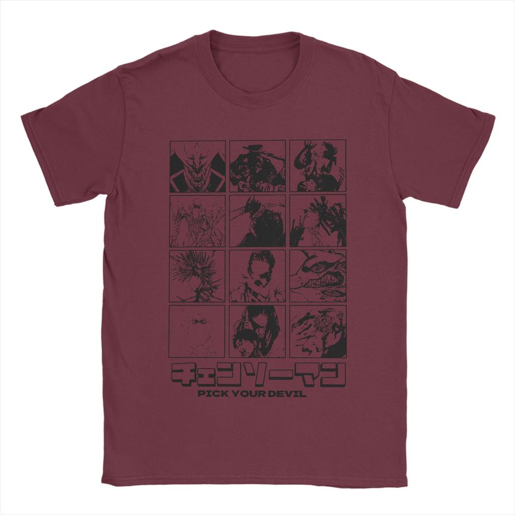 Chainsaw Man Pick Your Devil T-Shirt Men Manga Anime Amazing Cotton Tee Shirt Round Collar Short Sleeve T Shirt Party Clothes