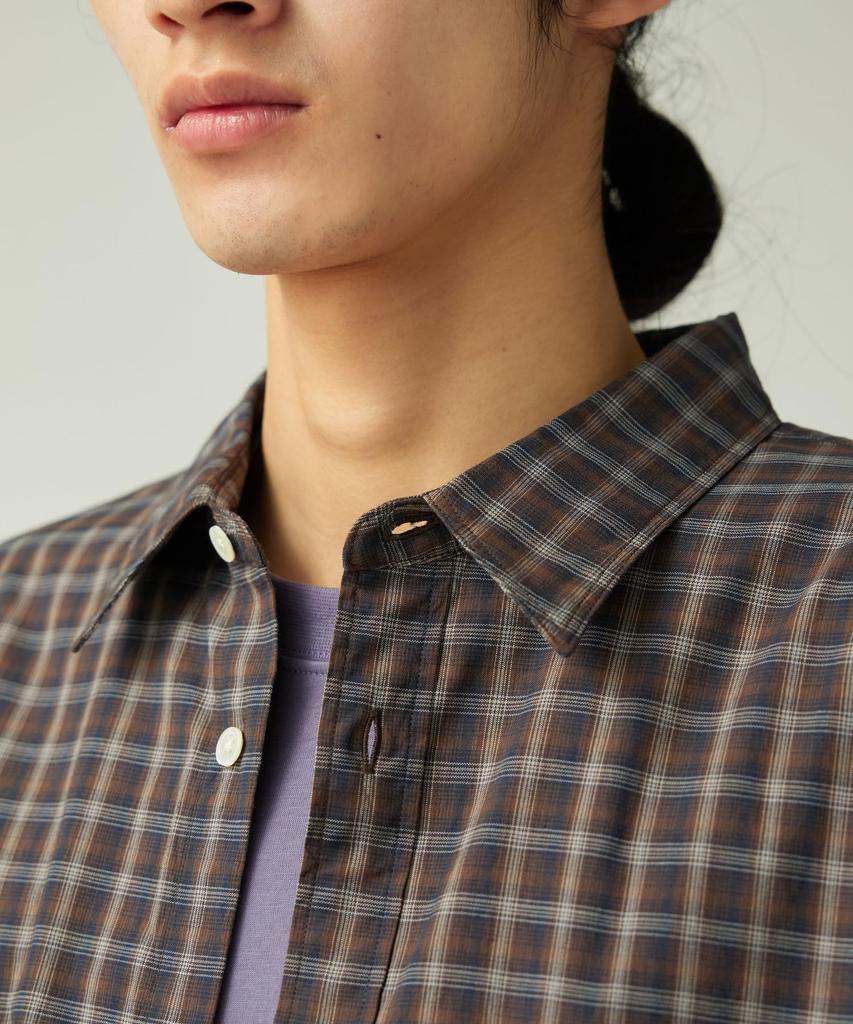Snow Peak Organic Cotton Ombre Check Shirt Long and Size Brown CH SH-25AU005, Sleeve, Men's Women's, L,