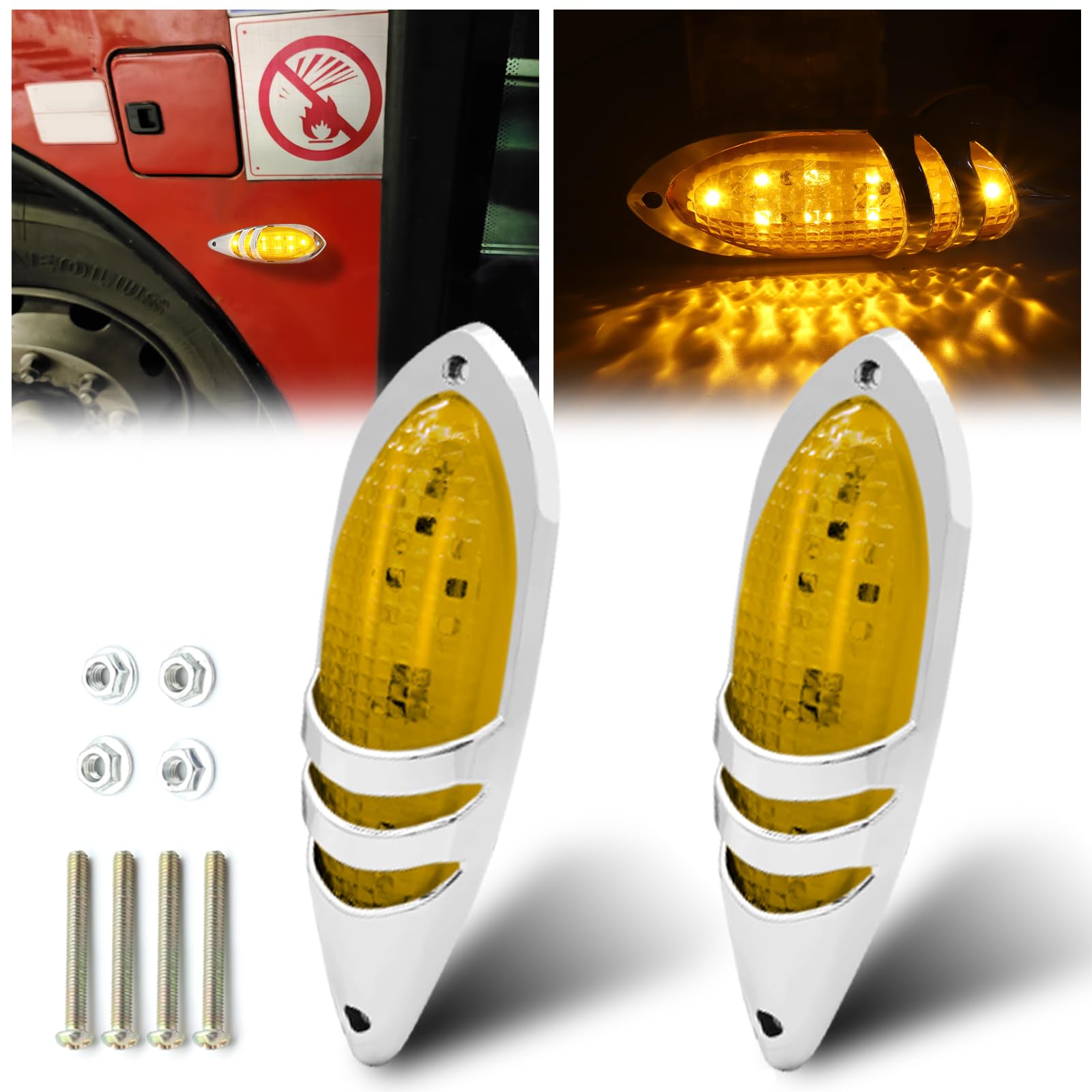 

Ygmylandbb Large Mouse Marker Lamp LED Side Marker Cab Marker Car Width Light Side Two жёлтый