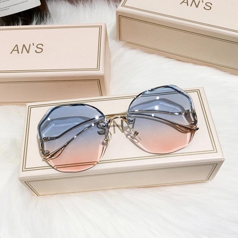 

1pc rimless metal glasses, unique curved design, for casual wear.