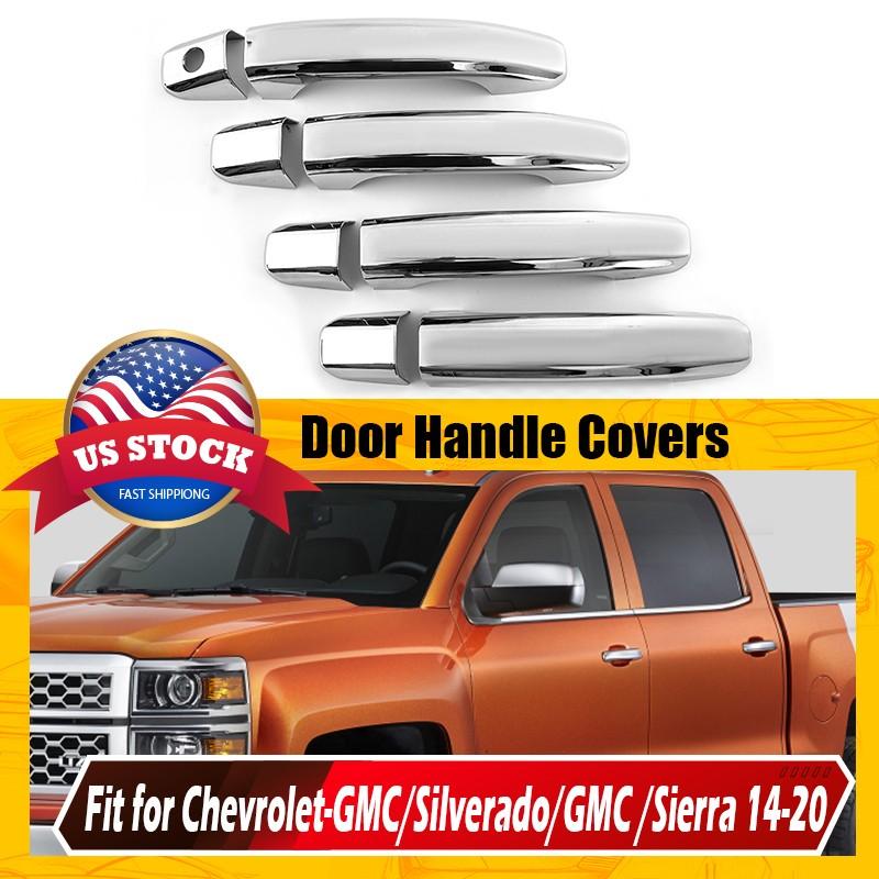4x Chrome Door Handle Covers Trim for 2014-2020 Chevy Silverado Tahoe GMC Sierra