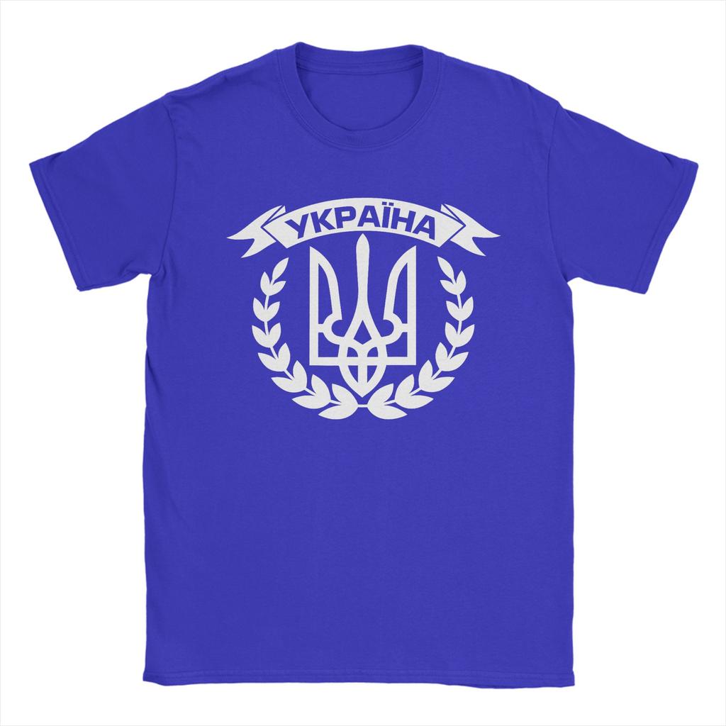 Ukraine Ukrainians Ukrainian Kiev Trysub Flag T Shirts for Unisex Cotton Vintage TShirt Round Neck Tees Short Sleeve Tops Gift