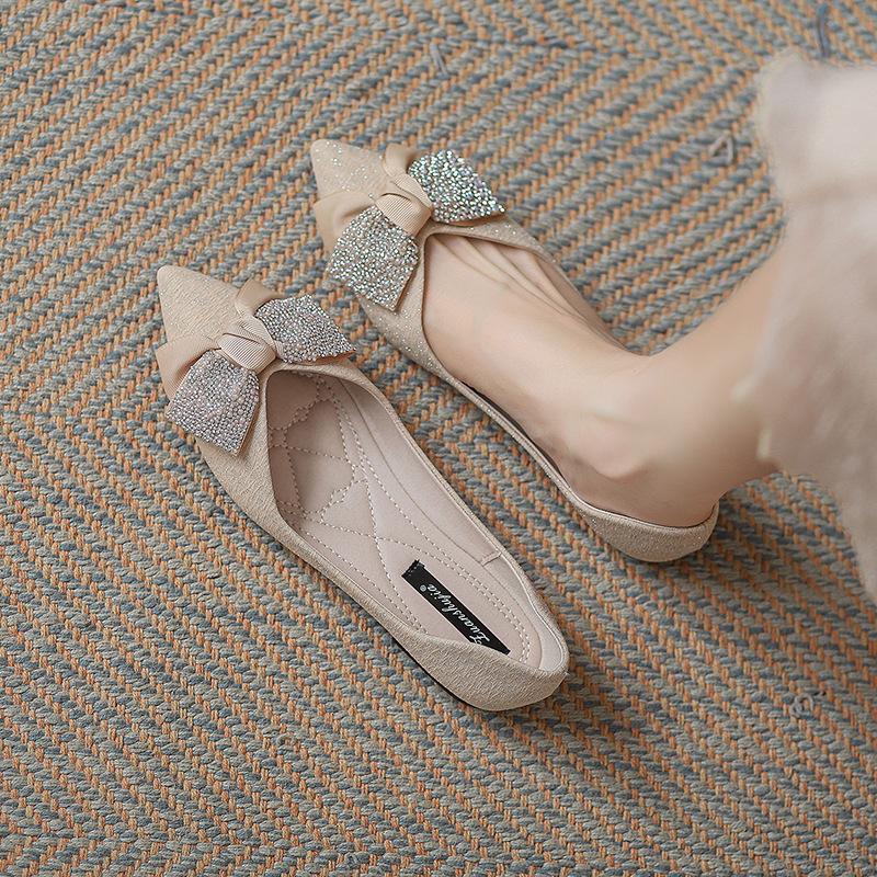 Fashion Low Heels Shallow Mouth Women Flock Rubber PU Thin Shallow Mouth Women Low Heels Rubber Flock PU