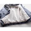 Hooded Denim Jacket Women's Loose Casual Cotton Clothes Plush Insulation Warm Detachable Top Autumn and Winter