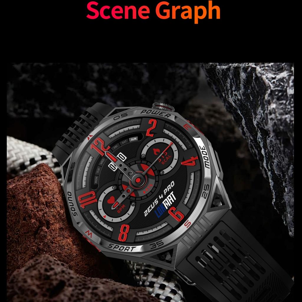 Rainbuvvy HT28 Bluetooth Smart Bracelet 1.85inch 360*360 IPS Display IP68 Waterproof Android Flashlight Compass Full Screen Touch Smart Watch