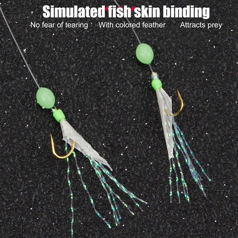 5PCS 6 Hooks Fish Skin String Hooks Carbon Steel Fishing Bait Rigs Freshwater Fishing