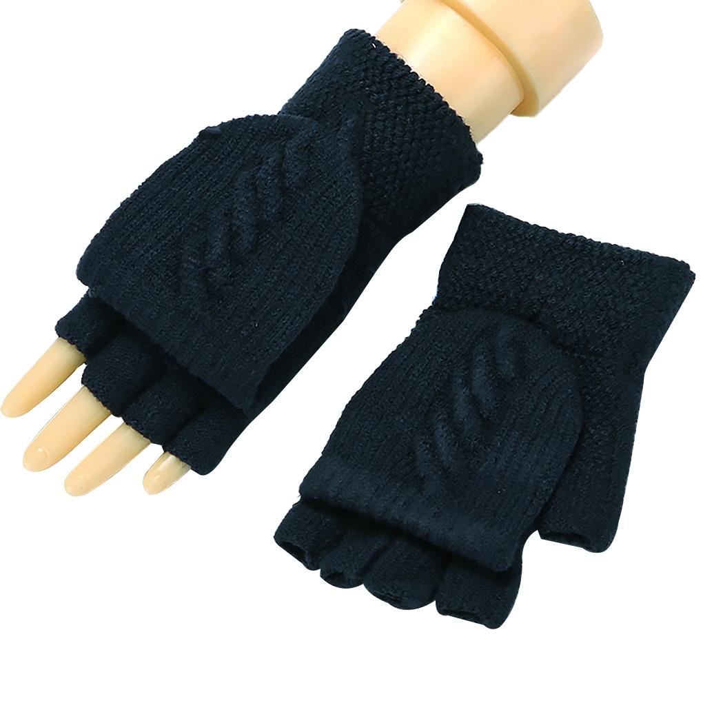 1 Pair Knitted Top Cycling Gloves Adjustable Half Finger Full Finger Winter Outdoor Hiking Warm Cotton Mittens
