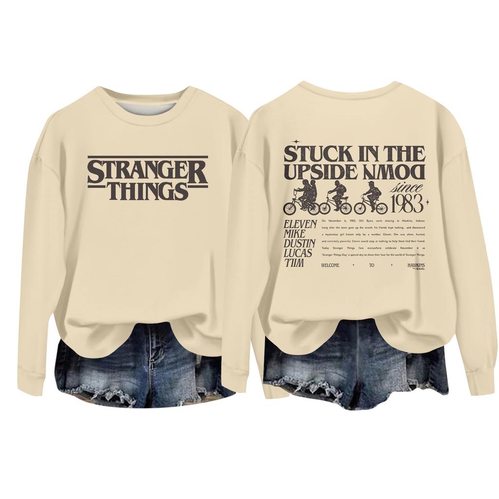 Damska codzienna bluzka typu pulower z okrągłym dekoltem i długim rękawem, z nadrukiem walentynkowym