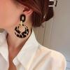 New Vintage Black Leopard Print Circle Drop Earrings For Women Trendy Acrylic Round Geometric Dangle Earrings Jewelry Gifts