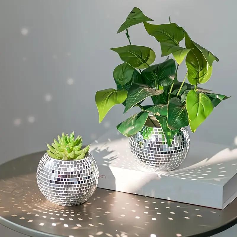 WTEMPO Disco Ball Vase Artificial Decorative Bowl for Candle Holder Centerpieces Multi-Functional Room Decoration Makeup Storage Ice Bucket Candy Jar