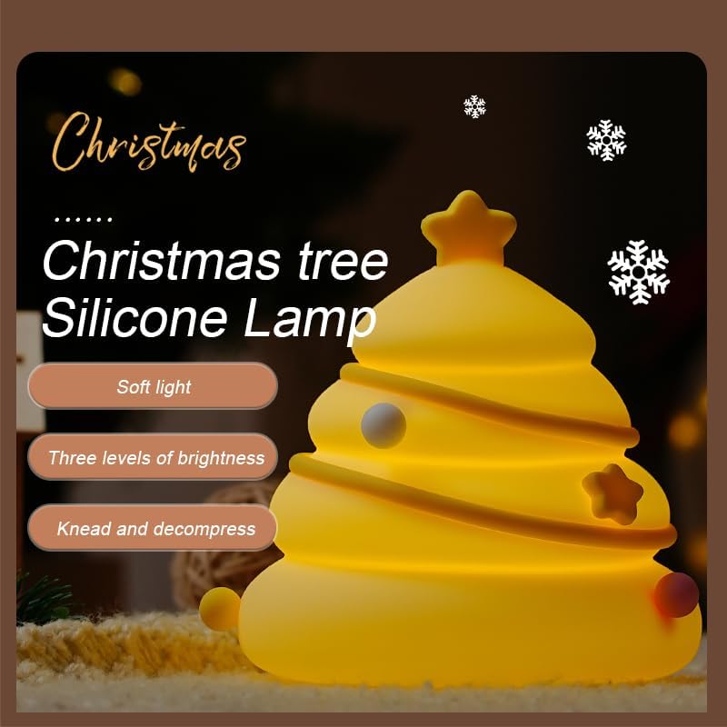 Christmas Tree Cute Night Light Eye Protection 3 Level Dimmable USB Rechargable Touch Control Bedside for Bedroom Kid Room