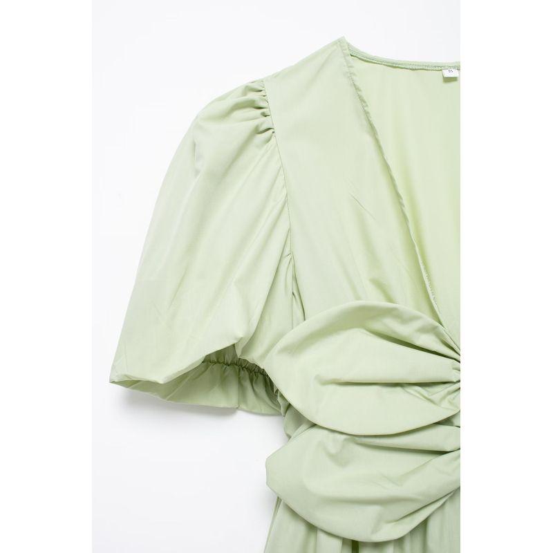 Kaslead New Arrival Women's Clothing Fashion Style Fashion Casual Bows Decorative Elastic Waist Dress