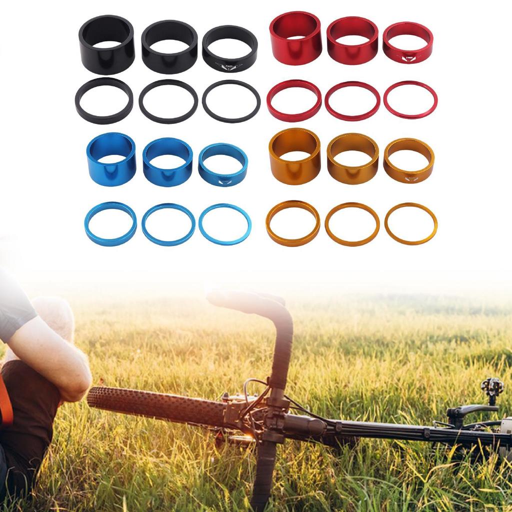 6Pcs Mountain Road Bike Headset Spacer Bikes Headset Stem Spacer for 1 1/8 Inch Bike Accessories Sturdy Headset Mount Spacer