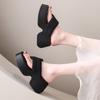 Thick-soled cool slippers women's summer wear muffin bottom flip-flops 2025 new pinch foot small beach shoes