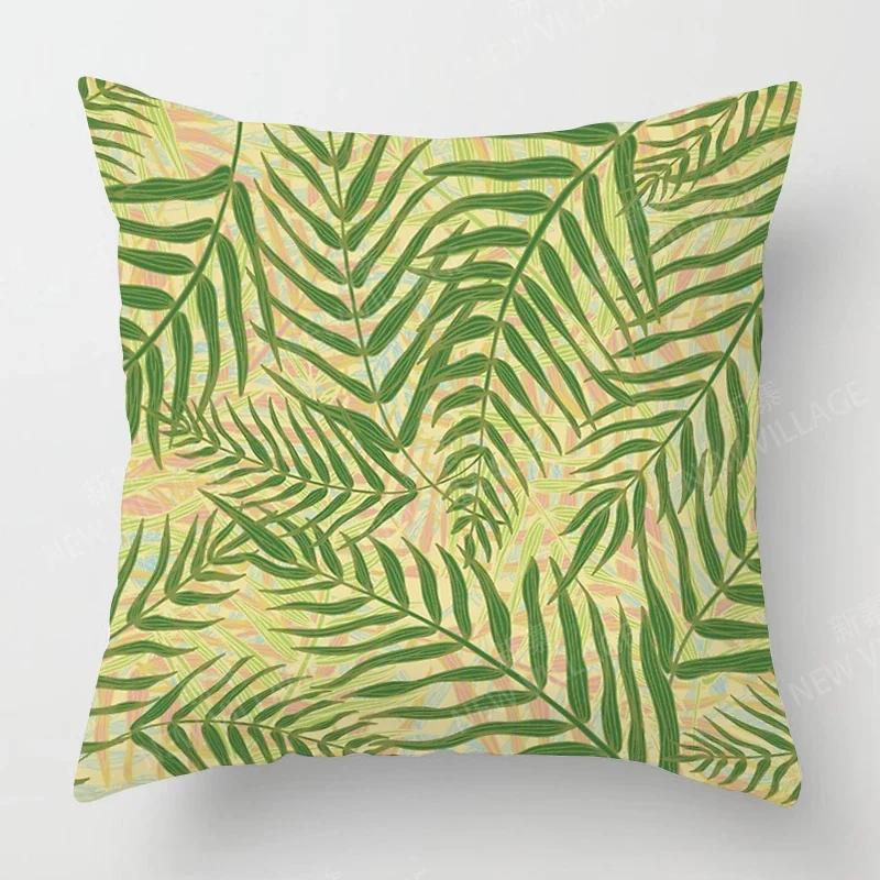 Nordic fall home decor autumn throw pillow case sofa Cushion cover modern 45x45cm 45*45 50x50 60x60cm 40*40cm green leaf plant