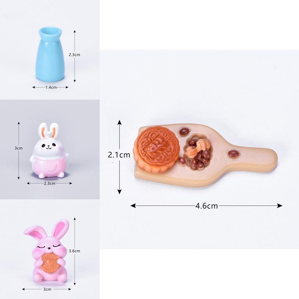 Schattige Doe-het-zelf Hars Konijn Eet Maancake Micro Landschap Decor Voor Midherfstfestival Viering