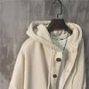 Men's Korean Style Hooded Jacket: Autumn/Winter Loose-Fit, Pocket Label Design, Trendy Button Cardigan Sweatshirt.