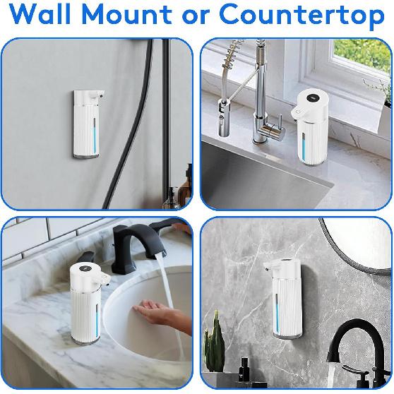 2025 Upgrade Automatic Soap Dispenser Touchless, 14.2oz/420ml Dish Hand Soap Dispenser for Bathroom and Kitchen, 4 Adjustable Volume, USB