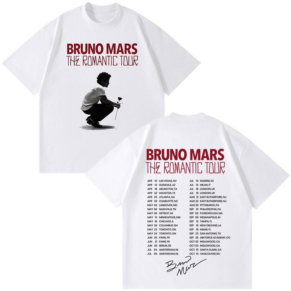 Rapper Bruno Mars Album 2026 Tour Potisk Tričko Muž Žena Vintage Tričko Krátký Rukáv Bavlna Ležérní Gotické Harajuku Trička
