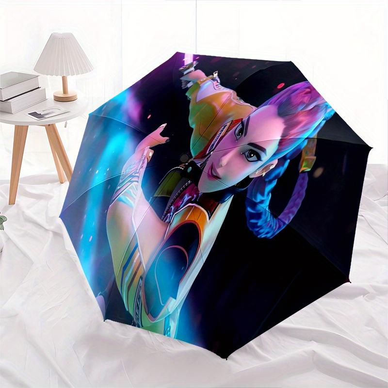 Ombrello pieghevole KPop Demon X con apertura e chiusura automatica, struttura a 8 stecche e design compatto da viaggio, perfetto per tutte le occasioni | Elegante