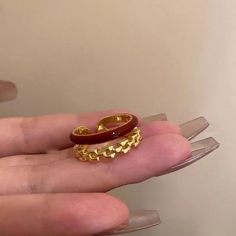 Vintage and simple Ankara red oil drop love ring, niche index finger ring, fashionable and personalized versatile jewelry.