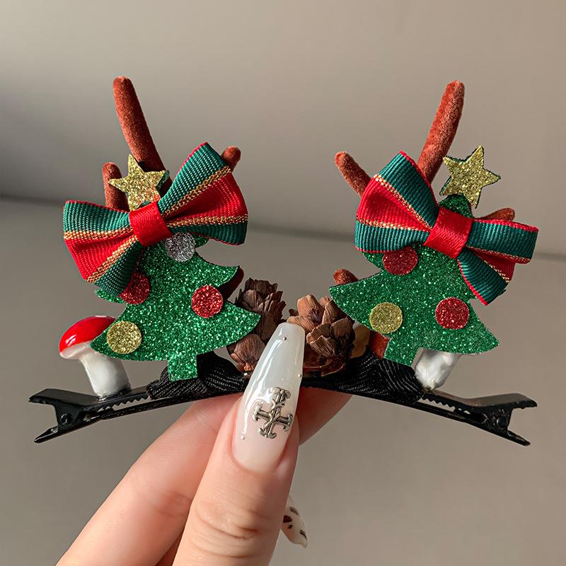Милые рождественские заколки-рожки 2025 - Праздничный аксессуар для волос, пара