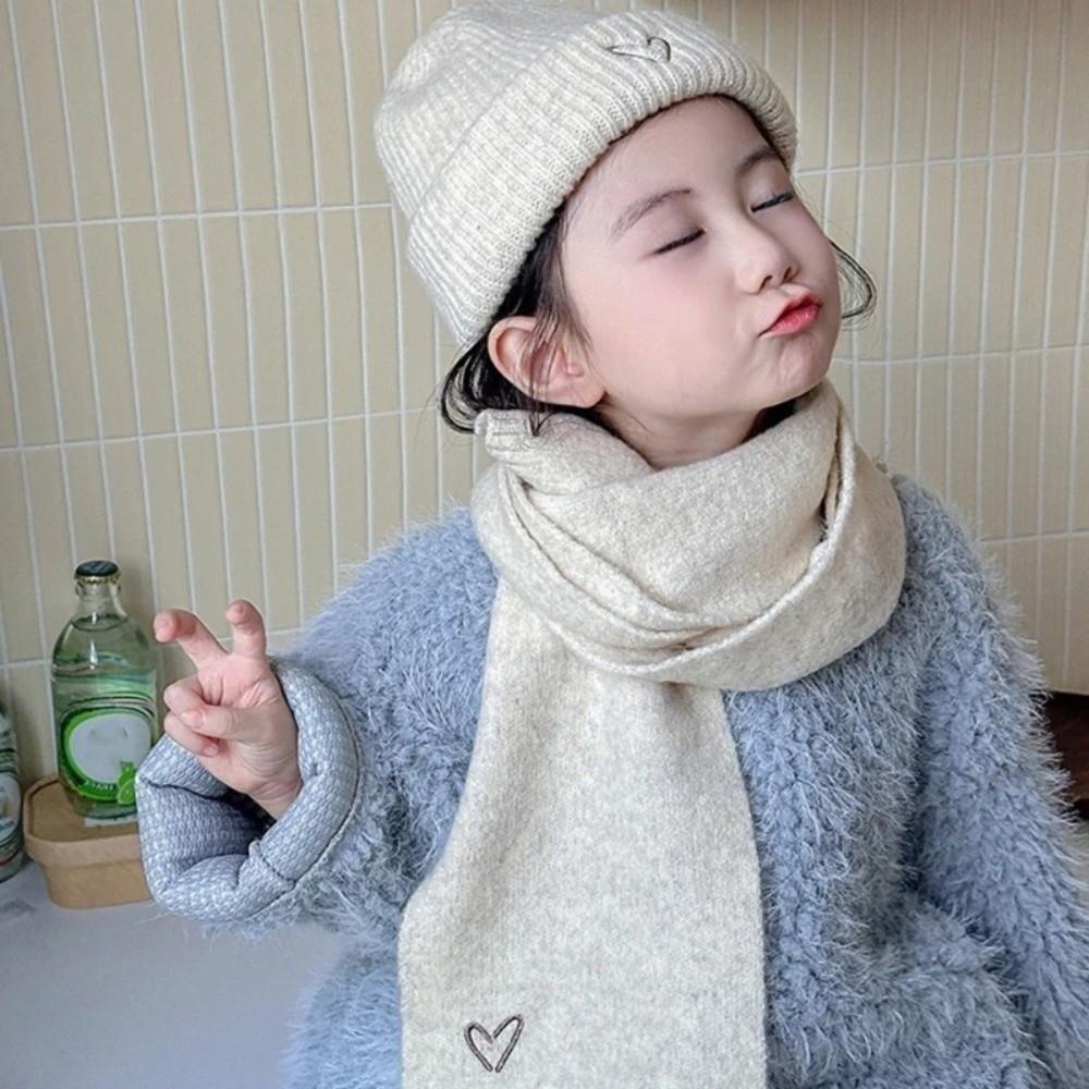 Love Heart Embroidery Scarf Hat Set Windproof Ear Protection Hat New Beanie Hat  Outdoor Sports