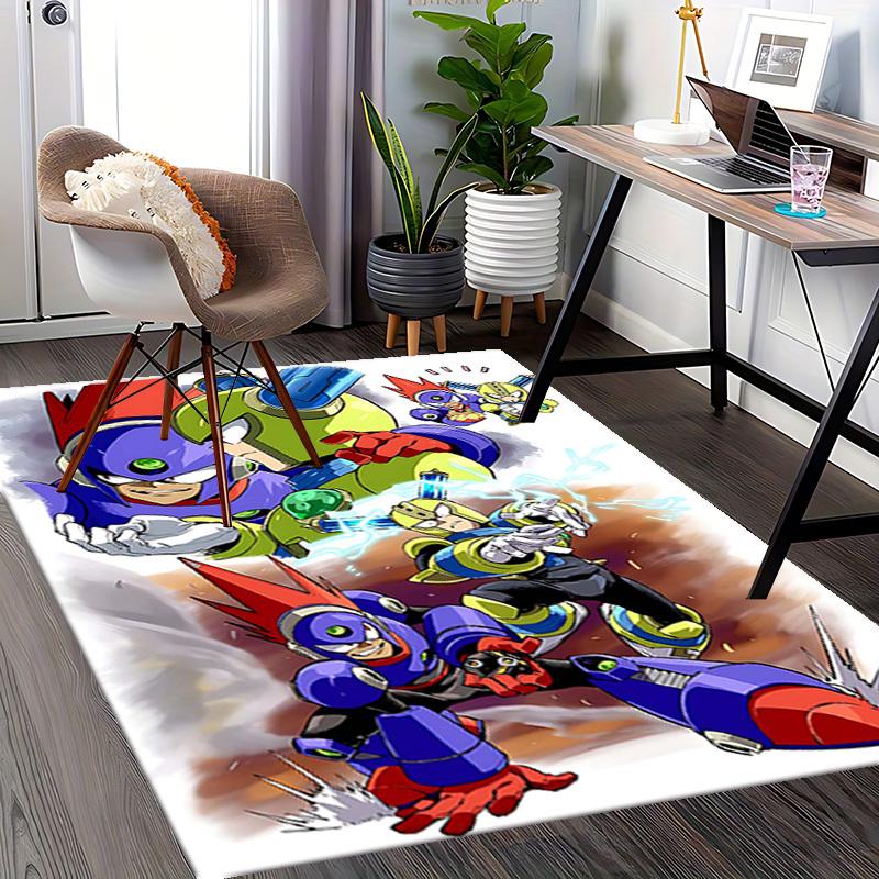 1pc Megaman Anime Cartoon Design Office Chair Mat Non-Slip Carpet for Home Decor, Living Room, Bedroom, Game Room - Perfect Gift for Fans.Y089