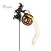 Halloween Garden Decorations Witch Cauldron Yard Light, Flying Silhouette Stake with Colorful Glowing Art for LED, Spooky Outdoor Decorative
