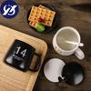 Japanese Style Totoro Coffee Mugs for Lovers Creative Milk Cup with Lid and Spoon Office Simple Ceramic Water Tea Cup Drinkware