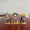 15cm Animation One Piece Luffy Figures Sanji Monkey D Luffy Roronoa Zoro Action Figure The Hungry Trio PVC Anime Model Perfect Toys