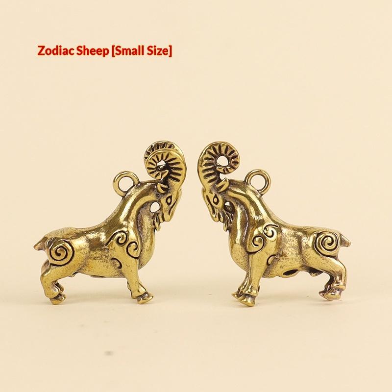 Scultura Capra dello Zodiaco Cinese Statuetta Pecora Statua Animale in Ottone Ornamento da Scrivania Ricchezza Fengshui Per Decorazione Casa
