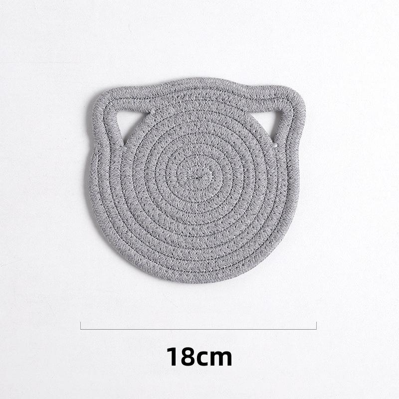 Hand-woven Cat Ear Coasters Creative Heat Insulation Non-slip Anti-scald Mat Japanese Simple Placemats Kitchen Useful Novelties