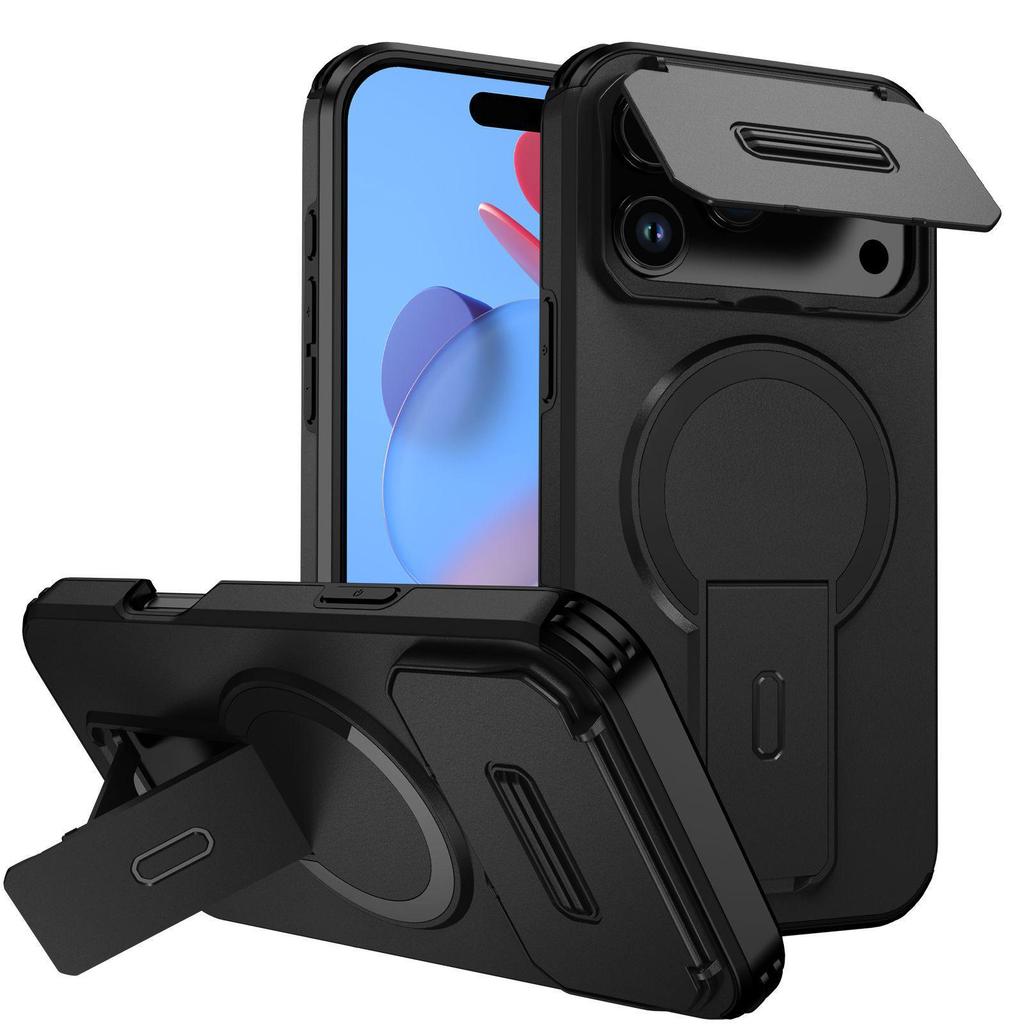 Magnetic Stand iPhone 17 Pro Max Case with Push-Window & Apple 16 Anti-Fall Protection