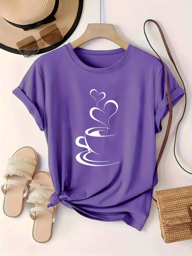 Plus size T-shirt women's tops spring, summer and autumn short-sleeved directional print sweatshirt
