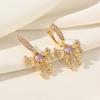 1 Pair Luxurious Bow Dangle Earrings for Women Cubic Zirconia Jewelry Daily Wedding Party Accessories