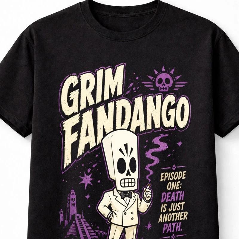 Grim Fandango Retro Adventure Skeleton Gamer Unisex TShirt S