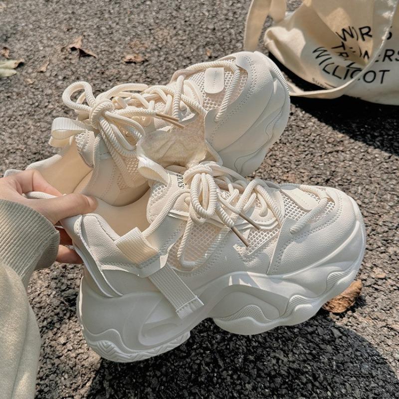 Fashion Trendy Breathable Women's Shoes 2024 New Summer Mesh Breathable Sports Thick Sole Versatile White Shoes Zapatillas De Mujer