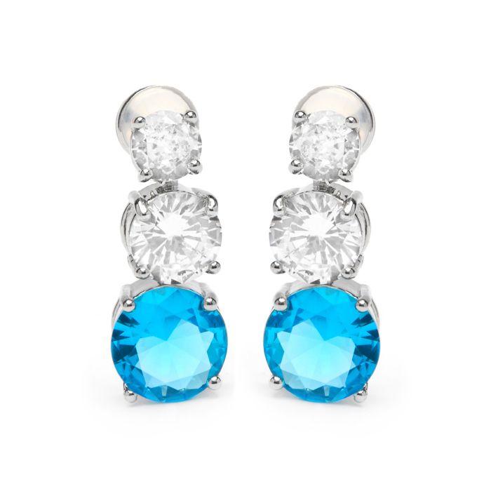 Boucles d'oreilles - Amkru - Topaze bleue - Zircon cubique - Finition rhodiée