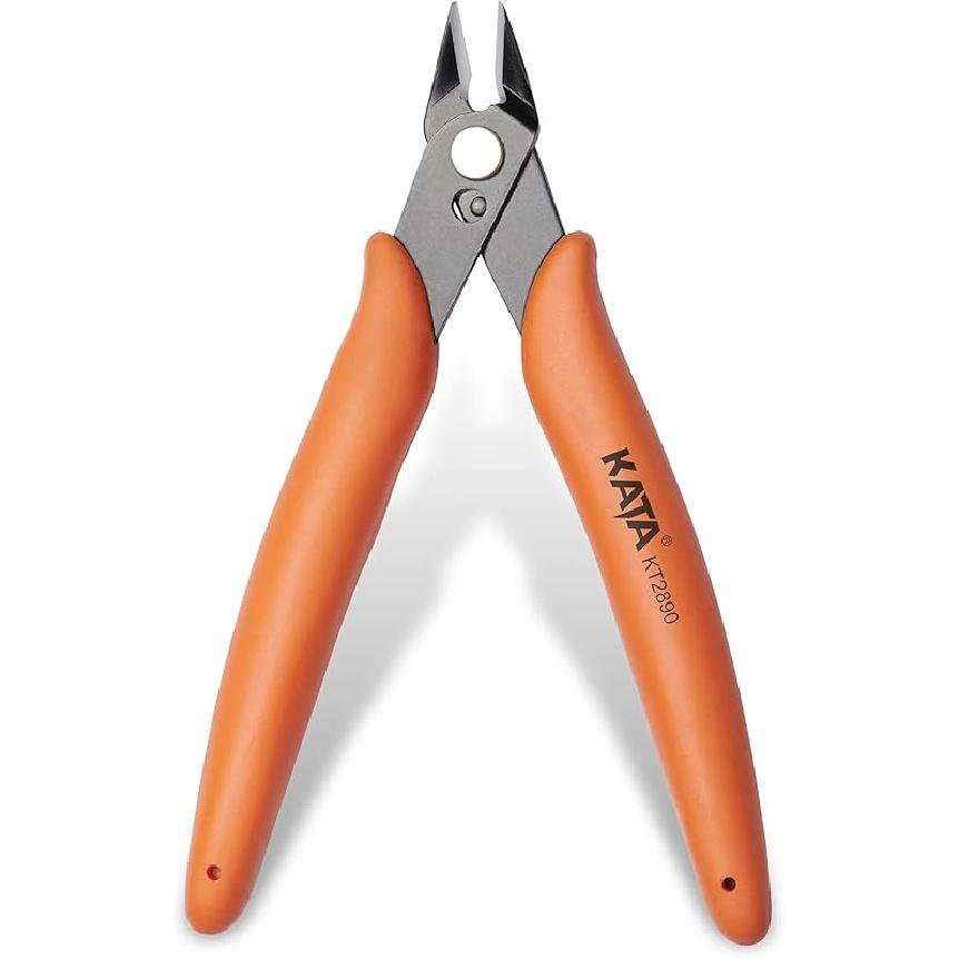 KATA Micro Flush Cutters, 5-inch Precision Wire Cutter, Anti-Slip Side Cutting Pliers for Electronics, Zip Ties, Copper Wire