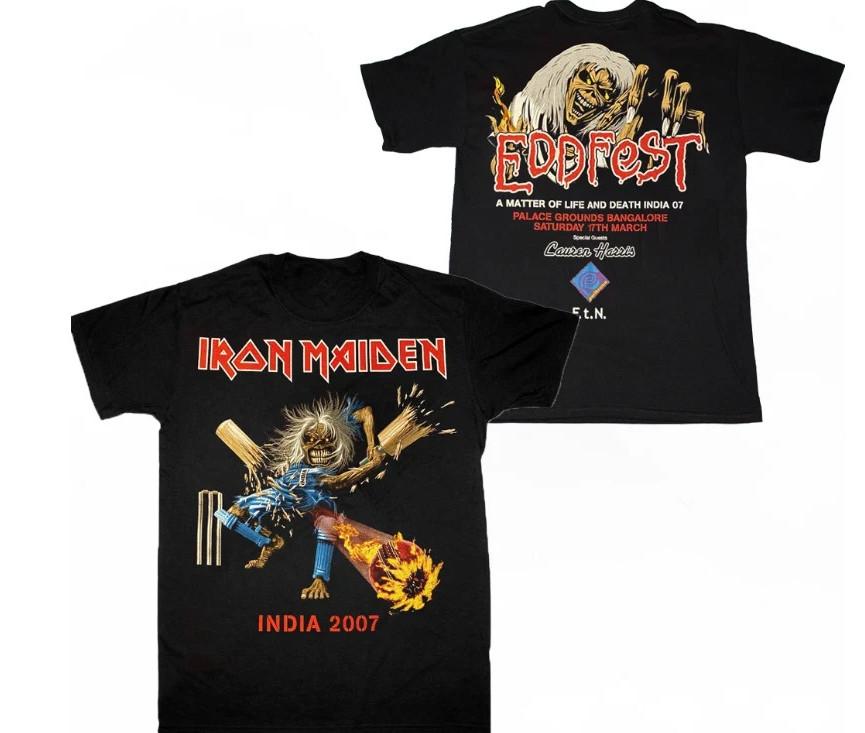 Iron Maiden India 2007 Event T Shirt, Iron Maiden Band Heavy M Tshirt Unisex T-Shirt XL