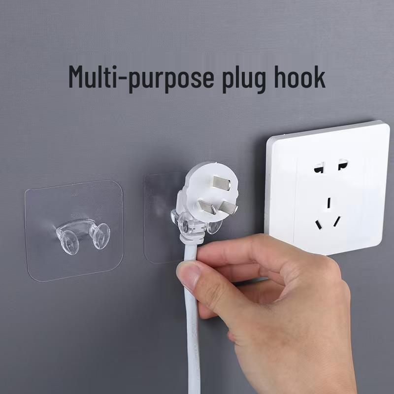 Creative Adhesive Power Plug & Cable Holder - No-Punching Wall Hook