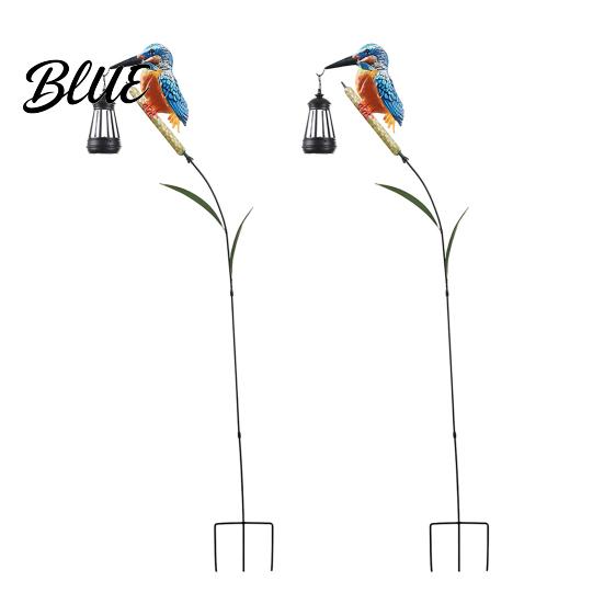Kingfisher Yard Stakes Solar Garden Stake Light Metal Bird Art with Hanging Lantern Auto-On Outdoor Lighting for Patios LED Waterproof Patio