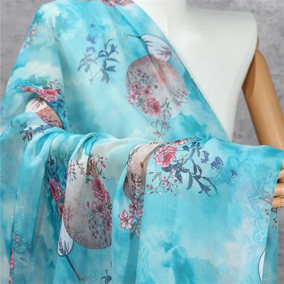 Silk Scarf Decorative 30D Printed Chiffon Ink Wash Chinese-style Fabric Ancient Costume Hanfu Skirt Gauze Gauze Clothing Fabric