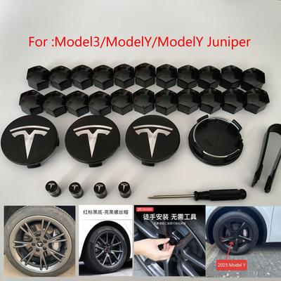 30 PIEZAS 56 MM para Model 3 Model Y Modelo 2025 Model Y Juniper Tapacubos Centrales Decorativos para Rueda de Coche Insignia Cubierta Protectora para Tuerca de Rueda