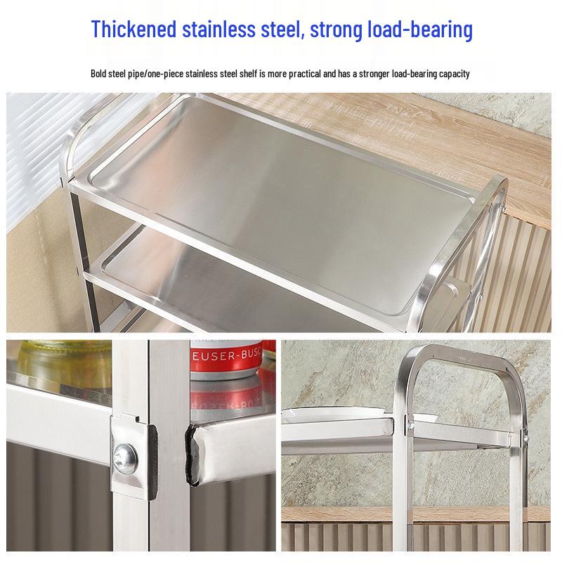 Stainless Steel Multi-Layer Serving Trolley for Restaurants and Hotels