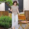 2026 Trendy Wide-Leg Pants & Striped Short-Sleeve Top Set for Middle-Aged and Seniors