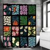 Duschvorhang mit Blumen- und Pflanzen-Collage, Dekorativer Duschvorhang für das Badezimmer, Wasserdichter Duschvorhang mit Haken